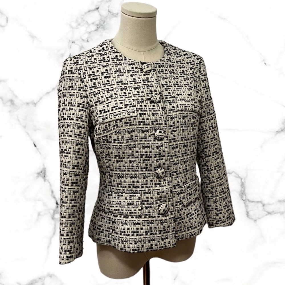 Sandra Angelozzi Blazer Small White Black Suit Formal Office Business Meeting
